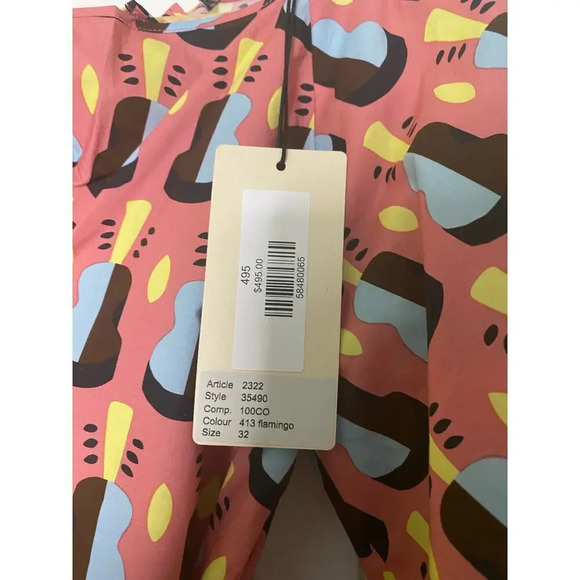 Odeeh Guitar Print Dress Pink Flamingo Size 32 - Picture 6 of 12